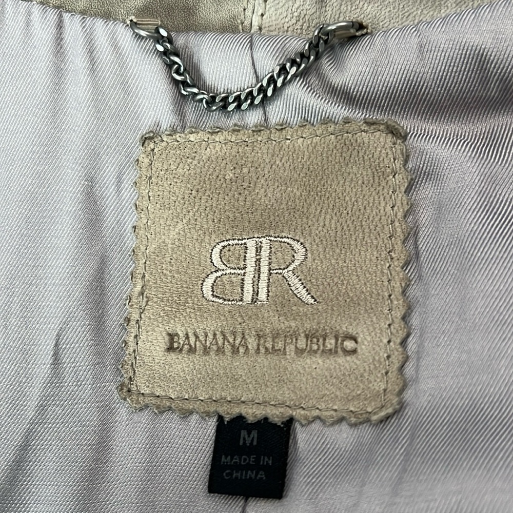 Banana Republic women’s leather jacket, size M, beige/gray - Picture 3 of 12